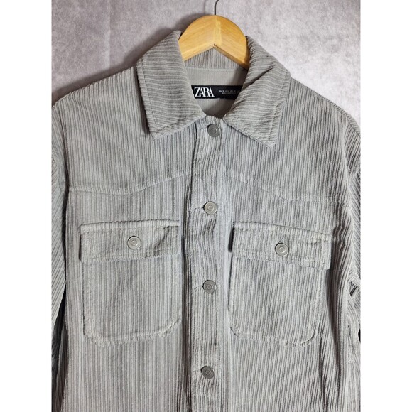 ZARA Wide Wale Corduroy Shacket Jacket Womens Small Oversized Casual Outdoor - Picture 5 of 9
